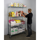 Standard Size 4 Layer Mobile Chrome Wire Shelving For Everyday Essentials