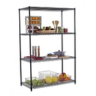 Durable Home Wire Shelving  , Classic 4 Tier Black Epoxy Steel Wire Rack