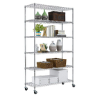 6 Tier Stainless Steel Rack For Dorms Storage / Mobile Wire Shelving Cart