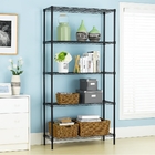 5 Layer Home Wire Shelving With Leveling Feet Height Adjustable