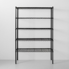 Black Color 5 Tier Adjustable Home Wire Shelving / Chrome Kitchen Storage Racks