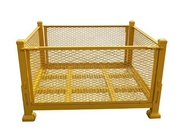 Yellow Callapsible Metal Storage Containers / 1000 Kg Capacity Pallet Stillage Cage