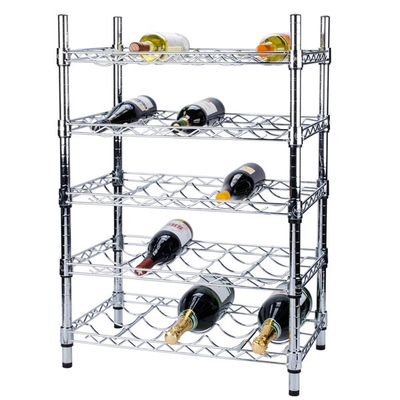 Carton Steel 5 Shelf Wire Wine Rack With 34”Posts Adjustable  ODM