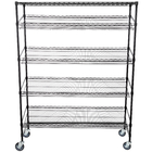 4 Slanted Home Wire Shelving / 1 Flat Shelf Mobile Merchandising Cart For Kitchen