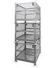 Rigid Collapsible Wire Container With Dual Drop Gate Stackable 3 High