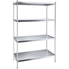 4 Tiers SS Flat Rack Commercial Wire Shelving Mobile Work Table For Medical / Hospital