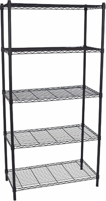 5 Layer  Medical Supply Commercial Wire Shelving Storage System  In Black 14''x54''