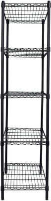 5 Layer  Medical Supply Commercial Wire Shelving Storage System  In Black 14''x54''