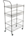 Removable Tray 4 Tier Security Wire Rolling Cart For Restaurant Food Service