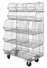 Mobile Chrome Stackable Wire Basket Rack For Medical Articles With 5 Bins Hospital