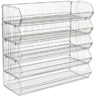 Mobile Chrome Stackable Wire Basket Rack For Medical Articles With 5 Bins Hospital