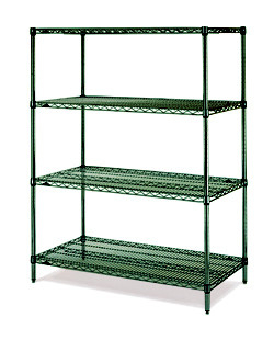 18”D Green Epoxy Commercial Wire Shelving Rack For High Moisture Wet Environment