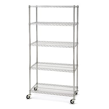 3 Inch Height 5 Layers Garage Storage Racking Home Wire Shelving With Wheels
