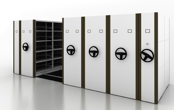 4 Bay Mechanical Bulk Filer High Density Storage System With Epoxy Powder Coating Surface