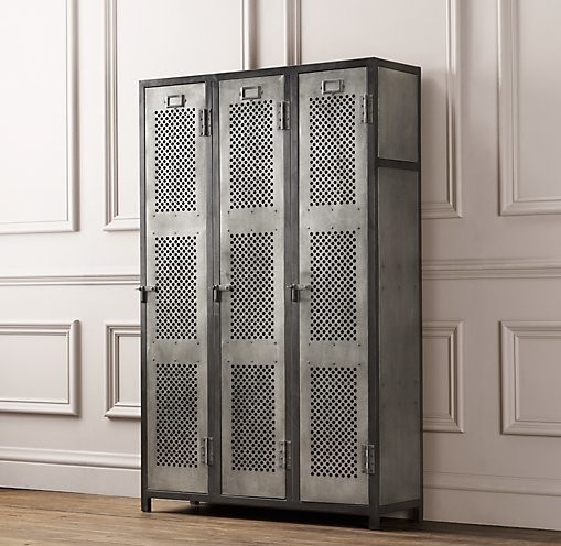 Perforated Athletic Heavy Duty Metal Storage Cabinet Lockers With Recessed Handle