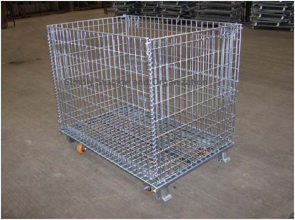 Stackable Collapsible Wire Container With Casters - 48 X 40 Heavy Capacity