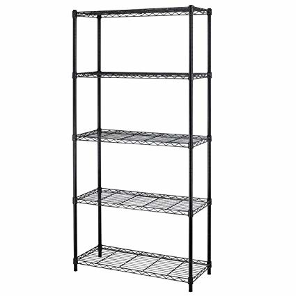 Black 5 - Layers Commercial Wire Shelving Unit For Healthcare Product Storage