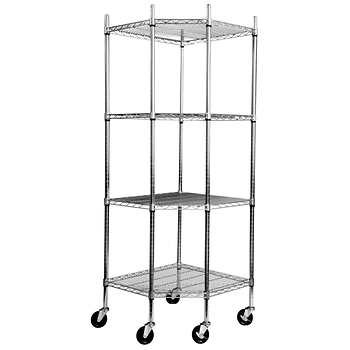 4 - Layers Silver Stainless Steel Shelving Units On Wheels Resist Corrosion
