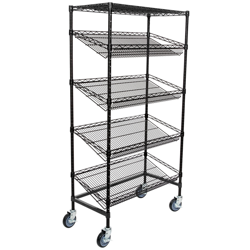 18" Deep X 36" Wide X 72" High 5 Tier Slanted Wire Shelving Black Epoxy Surface Finish