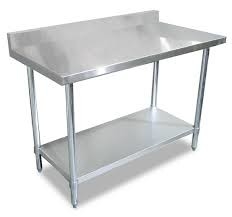 Silver Color Metal Work Table With Splashback One - Piece Structure Corrosion Protection