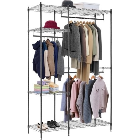 Folding Commercial Wire Shelving , Coat And Clothes Hanger Storage Rack Customized