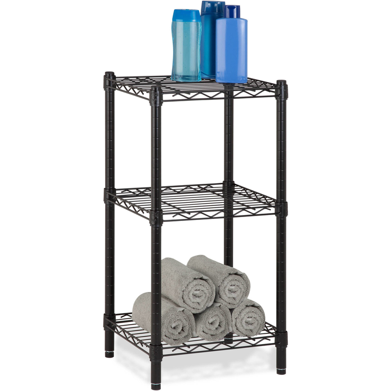 Office Commercial Wire Shelving Towel Toiletries Carbon Steel Black Epoxy Storage Table