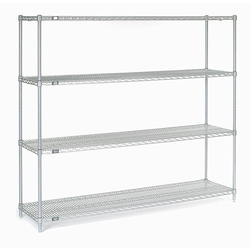 Retail Store Storage Metal Wire Shelving  ,  Four  Tier Standing Display Rack With Wheels