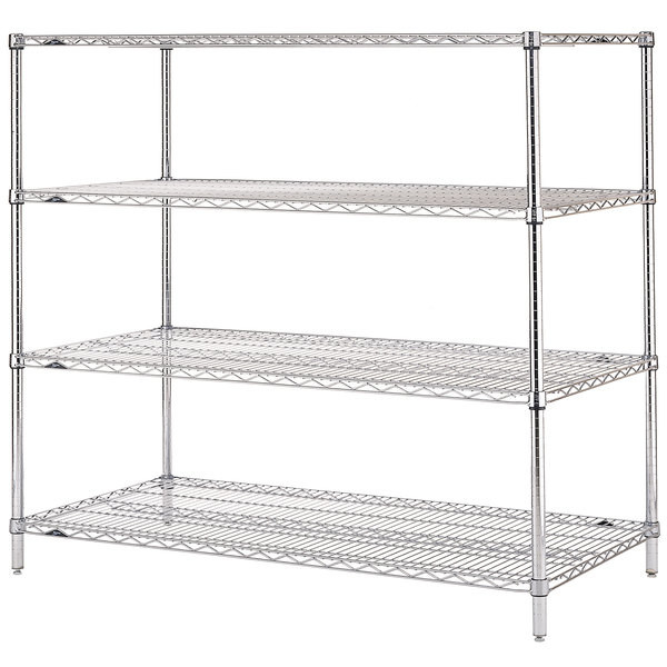 Stable Leveling Feet  Commercial Wire Shelving  /  Matal Silver Rack In Shopping Mall