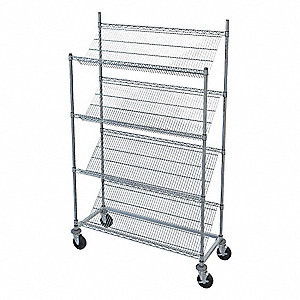 Rust Proof Slanted Wire Shelving Rack Unit Chrome Finish 14"D X 30"W X 48"H