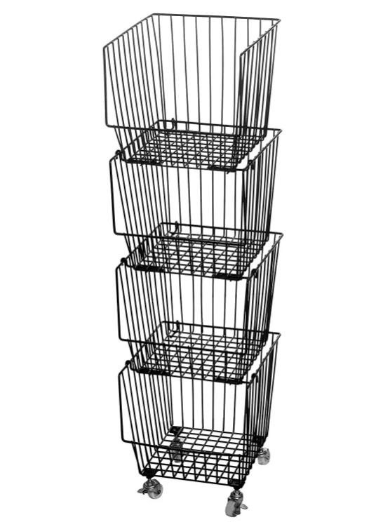 Galvanized Treatment Vegetable Display Rack  For Supermarket With Four Baskets