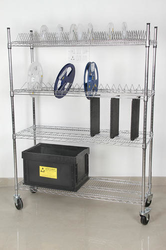 4 Layers Carbon Steel Industrial Wire Shelving Chrome Surface Finish Standard Size