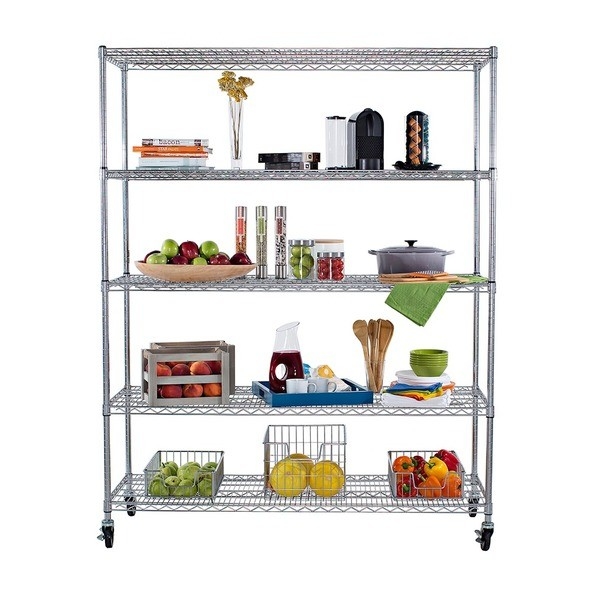 5-Tier Kitchen Storage Organizer Wire Shelving Unit Adjustable Metal Shelf Rack