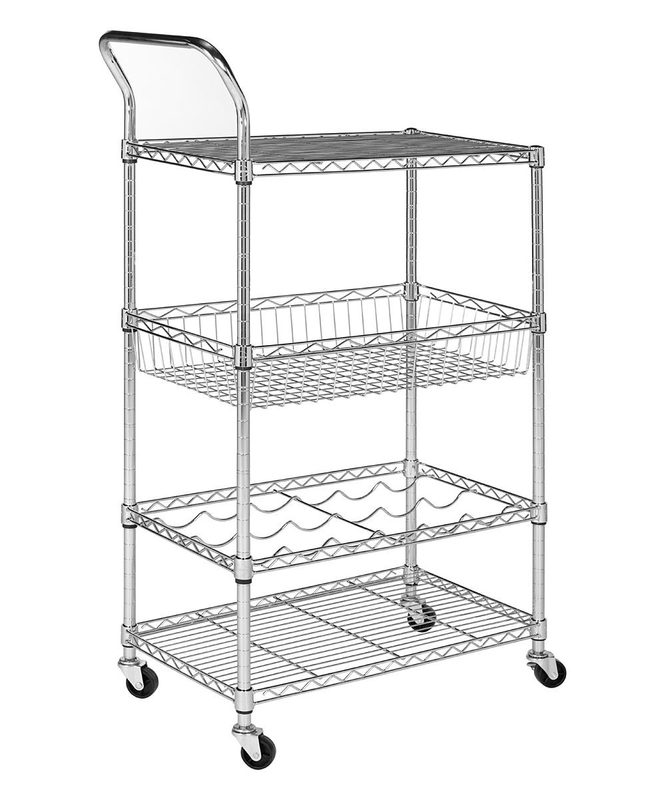 4 Tier New Type Home Kitchen Wire Rolling Cart 14"D X 24"W X 48"H