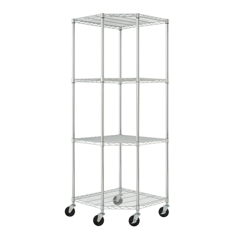 Zinc Plated Home Wire Shelving , 4 Layers Wire Mesh Shelving Systems
