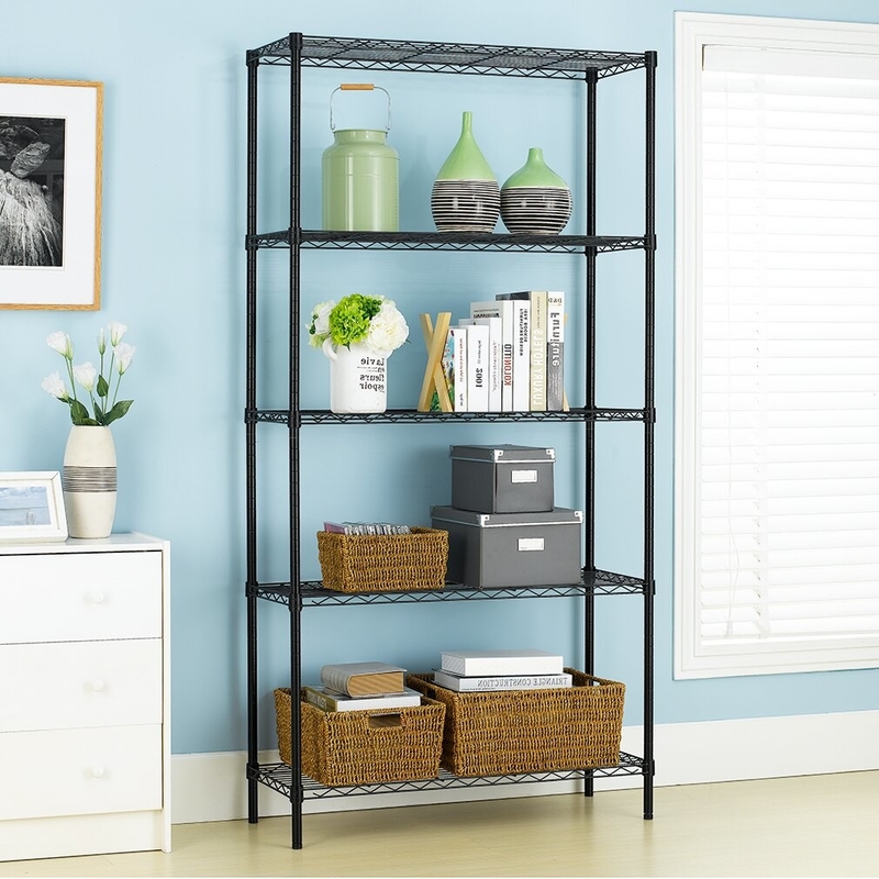 5 Layer Home Wire Shelving With Leveling Feet Height Adjustable