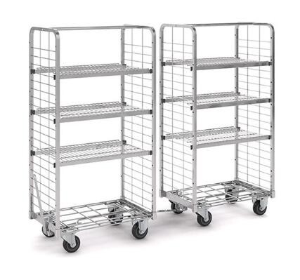 Metal Customize Supermarket Roll Cages With Removable Flat Shelves