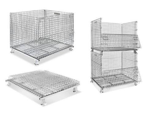 Stackable Collapsible Wire Mesh Containers / Logistics Wire Metal Pallet Cage