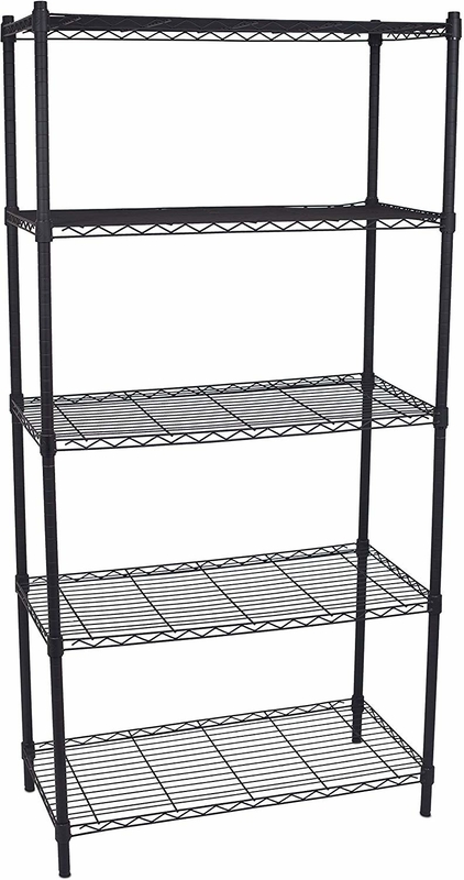 5 Layer  Medical Supply Commercial Wire Shelving Storage System  In Black 14''x54''