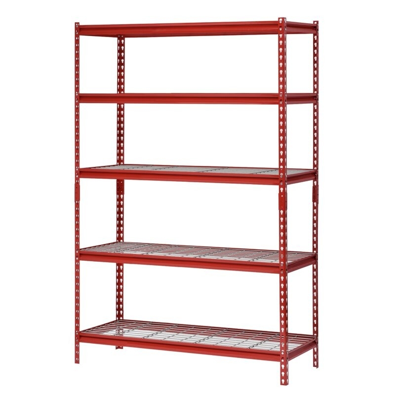 Auto Repair Shop Adjustable Rivet Boltless Shelving With Wire Mesh Decking
