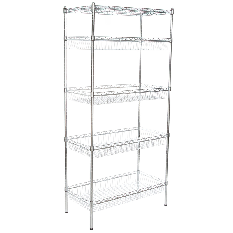 Standing Stainless Steel Solid Shelving , 180kgs 18x36" 5 Tier Wire Shelving